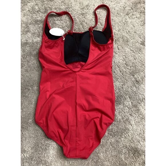 New. GOTTEX red ruched swimsuit. Size 12. Retails $168 - Picture 5 of 7